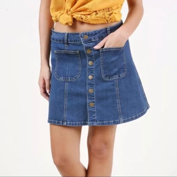 Altar'd State Snap Button Front Pockets Jean Skirt - Picture 7 of 9
